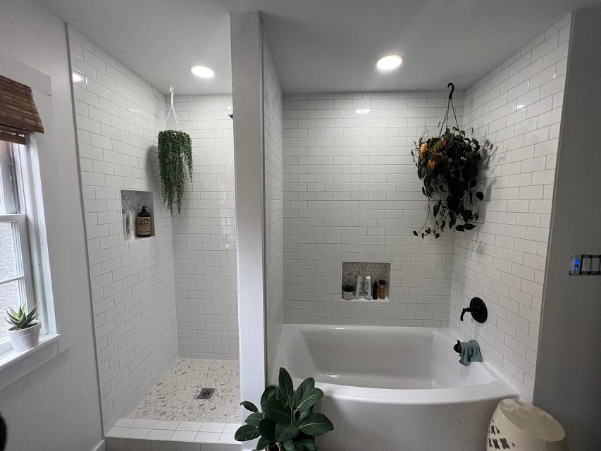 Bathroom remodel: New paint, tiles, fixtures, shower, bathtub
